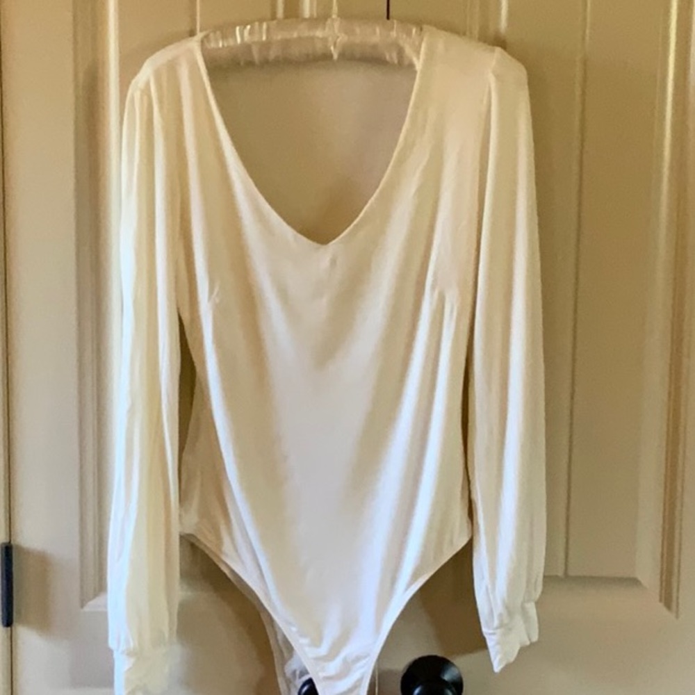 Pink Lily long-sleeved cream bodysuit